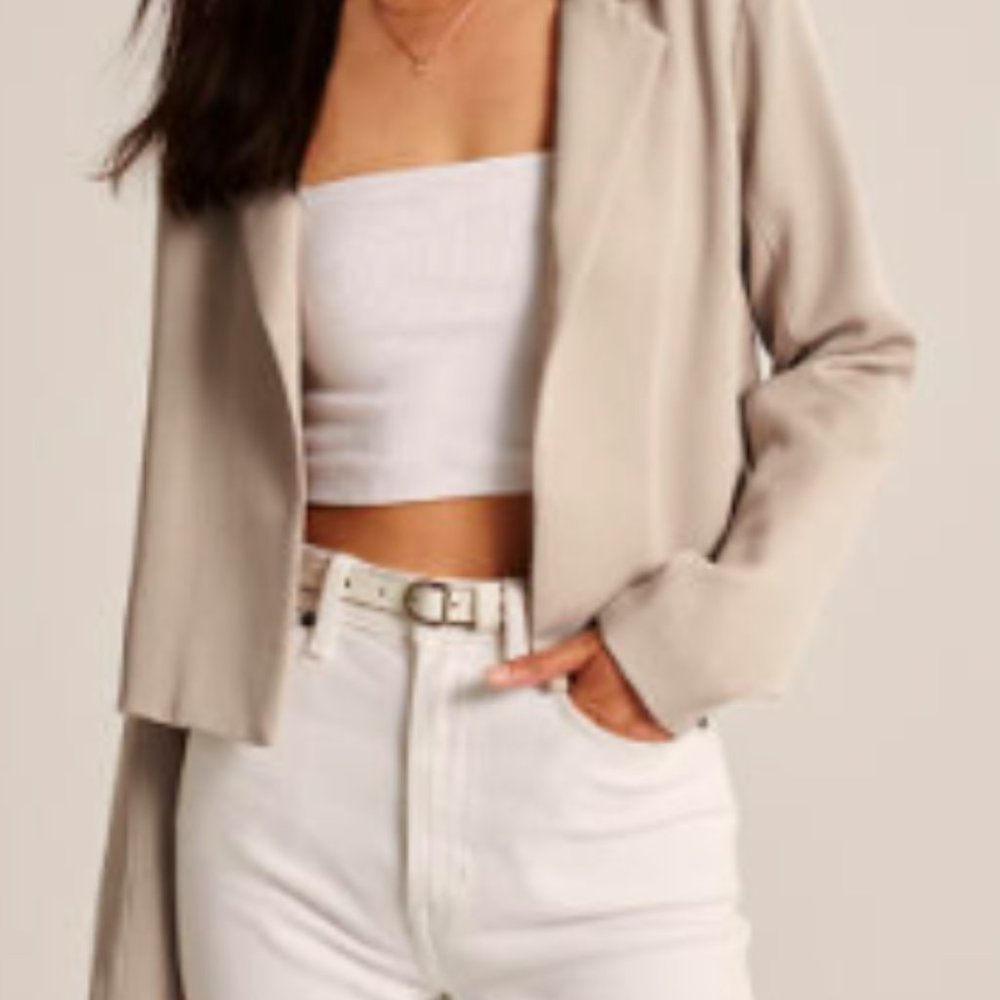 Abercrombie & Fitch Women's Beige Cropped Blazer, XS